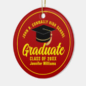 レッドイエロー卒業カスタム卒業式クリスマス セラミックオーナメント (左)