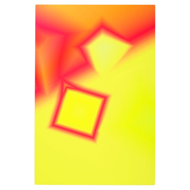 レッドイエロー抽象芸術円形デザインメタル美術 メタルプリント (正面)