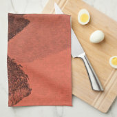 レッドイエロー絵画抽象芸術のブラシデジタルアート キッチンタオル (四つ折り)