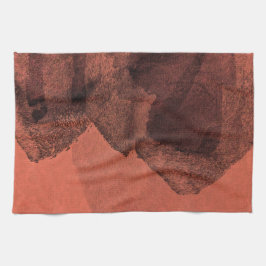 レッドイエロー絵画抽象芸術のブラシデジタルアート キッチンタオル