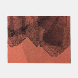 レッドイエロー絵画抽象芸術のブラシデジタルアート ドアマット