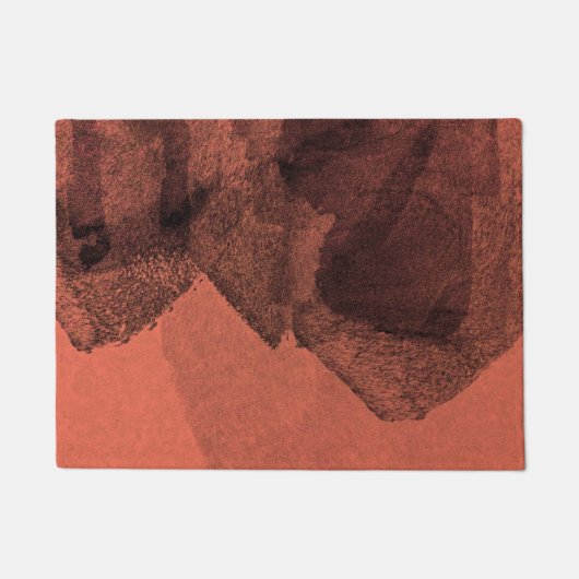 レッドイエロー絵画抽象芸術のブラシデジタルアート ドアマット (正面)