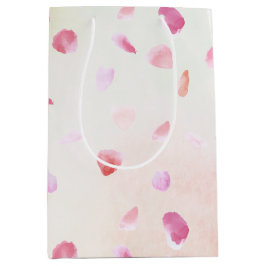 レッドイエロー赤面ピンクピーチバラ花びら ミディアムペーパーバッグ