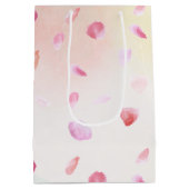 レッドイエロー赤面ピンクピーチバラ花びら ミディアムペーパーバッグ (裏面)