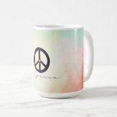 レッドイエロー赤面絞り染めピース コーヒーマグカップ (正面右)