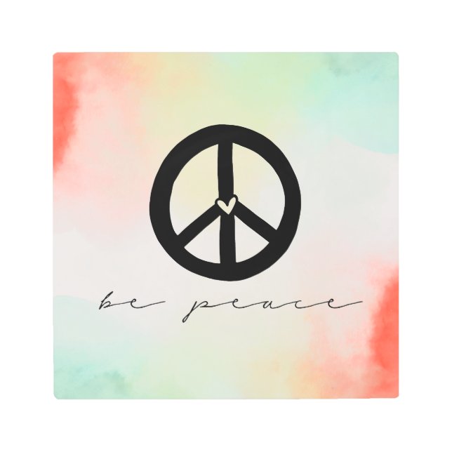 レッドイエロー赤面絞り染めピース メタルプリント (正面)