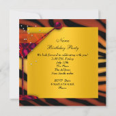 レッドイエロー金ゴールドゼブラグラスデコレディパーティー 招待状 (裏面)