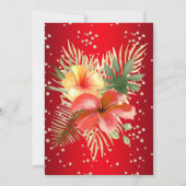 レッドイエロー金ゴールドパームフローラ誕生日 招待状 (裏面)