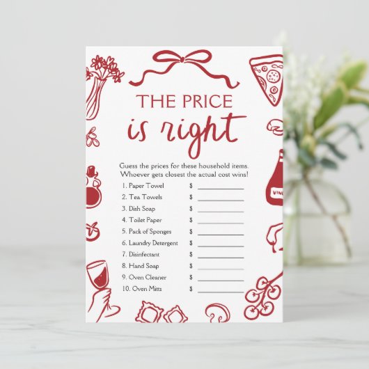 レッドイタリアン価格は右ブライダルシャワーゲーム 招待状 (スタンド正面)