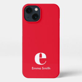 レッドイニシャルモノグラムシンプルレッドモダン iPhone 13ケース