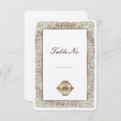 レッドインディアンレッド・ゴールドの装飾的なダマスク・ウェディングデザイン 招待状 (正面/裏面)