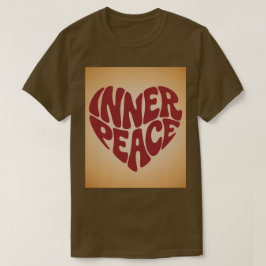 レッドインナーピースハートブラウンティーシャツ Tシャツ