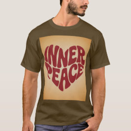 レッドインナーピースハートブラウンティーシャツ Tシャツ