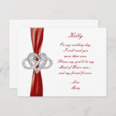 レッドインフィニティハートメイド・オブ・オーナー(花嫁付き添い人)カード 招待状 (正面/裏面)