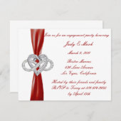 レッドインフィニティハート婚約パーティ招待状 招待状 (正面/裏面)