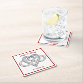 レッドインフィニティパーソナライズされたハート紙コースター スクエアペーパーコースター (インサイチュ)