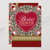 レッドイースタンラブボヘミアブライダルシャワーパーティー 招待状 (正面/裏面)