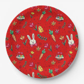 レッドイースターパターン紙プレート ペーパープレート (正面)