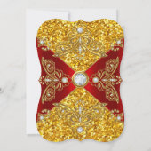 レッドウィメンバースデーパーティー金ゴールドグリッターダイヤモンド 招待状 (裏面)