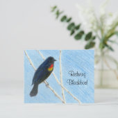 レッドウィングブラックバード自然はがき ポストカード (スタンド正面)