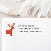 レッドウィンターウッドランドのトナカイ。クリスマス休暇 ラベル (インサイチュ)