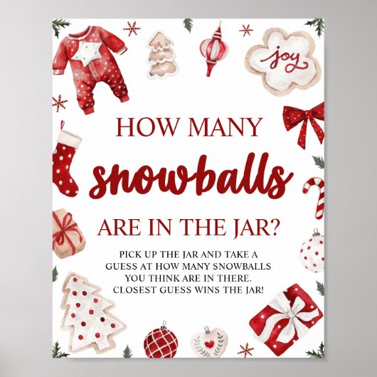 レッドウィンタークリスマススノーボールゲーム数を推測 ポスター (正面)