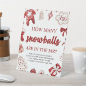 レッドウィンタークリスマススノーボールゲーム数を推測 台座サイン (インサイチュ)