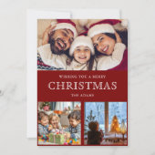 レッドウィンタークリスマスフォトコラージホリデーカード シーズンカード (正面)