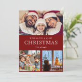 レッドウィンタークリスマスフォトコラージホリデーカード シーズンカード (スタンド正面)