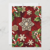 レッドウィンタークリスマスフォトコラージホリデーカード シーズンカード (裏面)