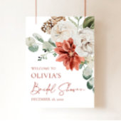 レッドウィンタークリスマスブライダルシャワーウェルカムサイン ポスター