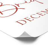 レッドウィンタークリスマスブライダルシャワーウェルカムサイン ポスター (角)