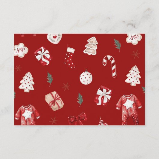 レッドウィンタークリスマスベビーシャワーサンキューカード エンクロージャーカード (裏面)