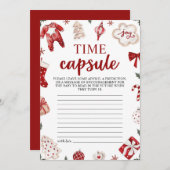 レッドウィンタークリスマスベビーシャワータイムカプセルカード 招待状 (正面/裏面)