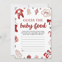 レッドウィンタークリスマスベビー食べ物ゲームを推測 招待状