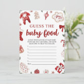 レッドウィンタークリスマスベビー食べ物ゲームを推測 招待状 (スタンド正面)