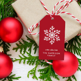 レッドウィンタースノーフレークホリデー ギフトタグ