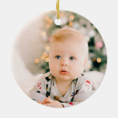 レッドウィンタースノーフレーク初めてのクリスマスキープサケ セラミックオーナメント (裏面)