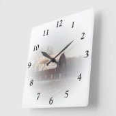 レッドウィンターバーンスクエアクロック スクエア壁時計 (傾斜)