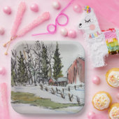 レッドウィンターバーン紙プレートインク/水彩洗剤 ペーパープレート (パーティー)