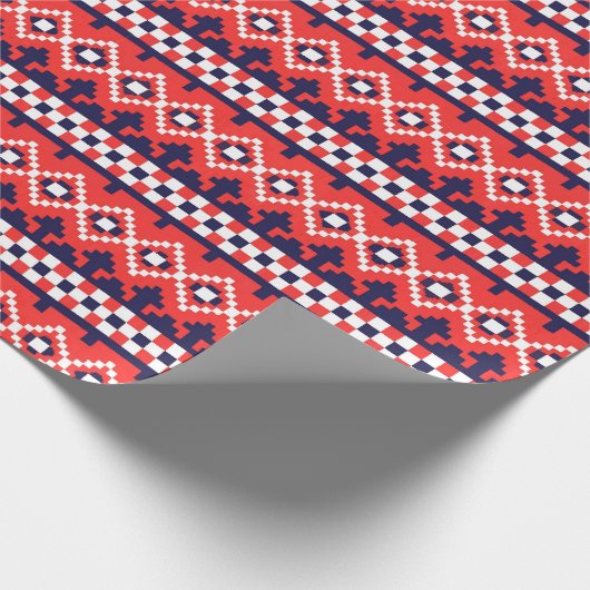 レッドウィンターフェアアイルクリスマスホリデーギフト ラッピングペーパー (角)