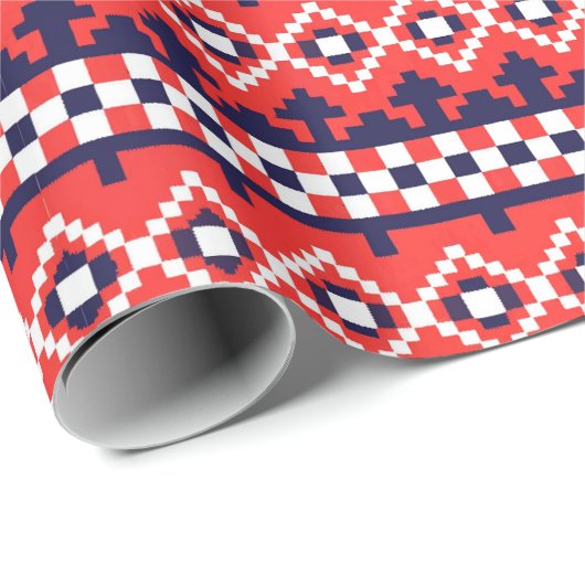 レッドウィンターフェアアイルクリスマスホリデーギフト ラッピングペーパー (ロールコーナー)