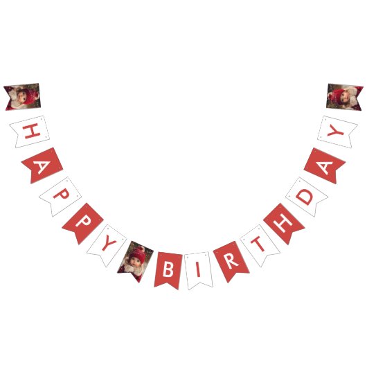 レッドウィンターベア&雪だるまハッピーバースデー バンティングフラッグ (全)