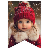 レッドウィンターベア&雪だるまハッピーバースデー バンティングフラッグ (第1の旗)