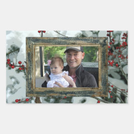 レッドウィンターベリーのクリスマスホリデーシール 長方形シール