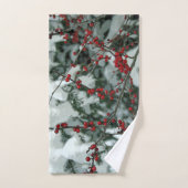 レッドウィンターベリーのクリスマスホリデーハンドタオル ハンドタオル (ハンドタオル)