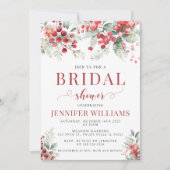 レッドウィンターベリークリスマスブライダルシャワー 招待状 (正面)