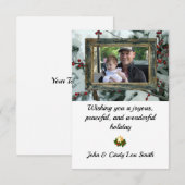 レッドウィンターベリークリスマスホリデーフラットカード (正面/裏面)