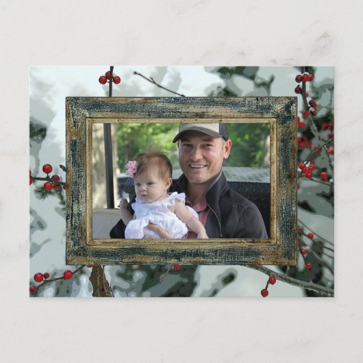 レッドウィンターベリークリスマスホリデーポストカード ポストカード (正面)