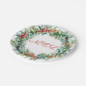 レッドウィンターベリークリスマスリース紙プレート ペーパープレート (アングル)